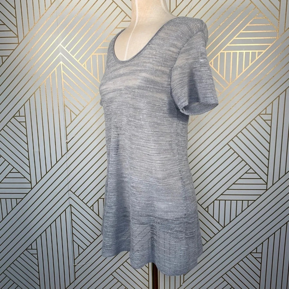 Eileen Fisher Gray Short Sleeve‎ Linen Sweater Top - Picture 4 of 8